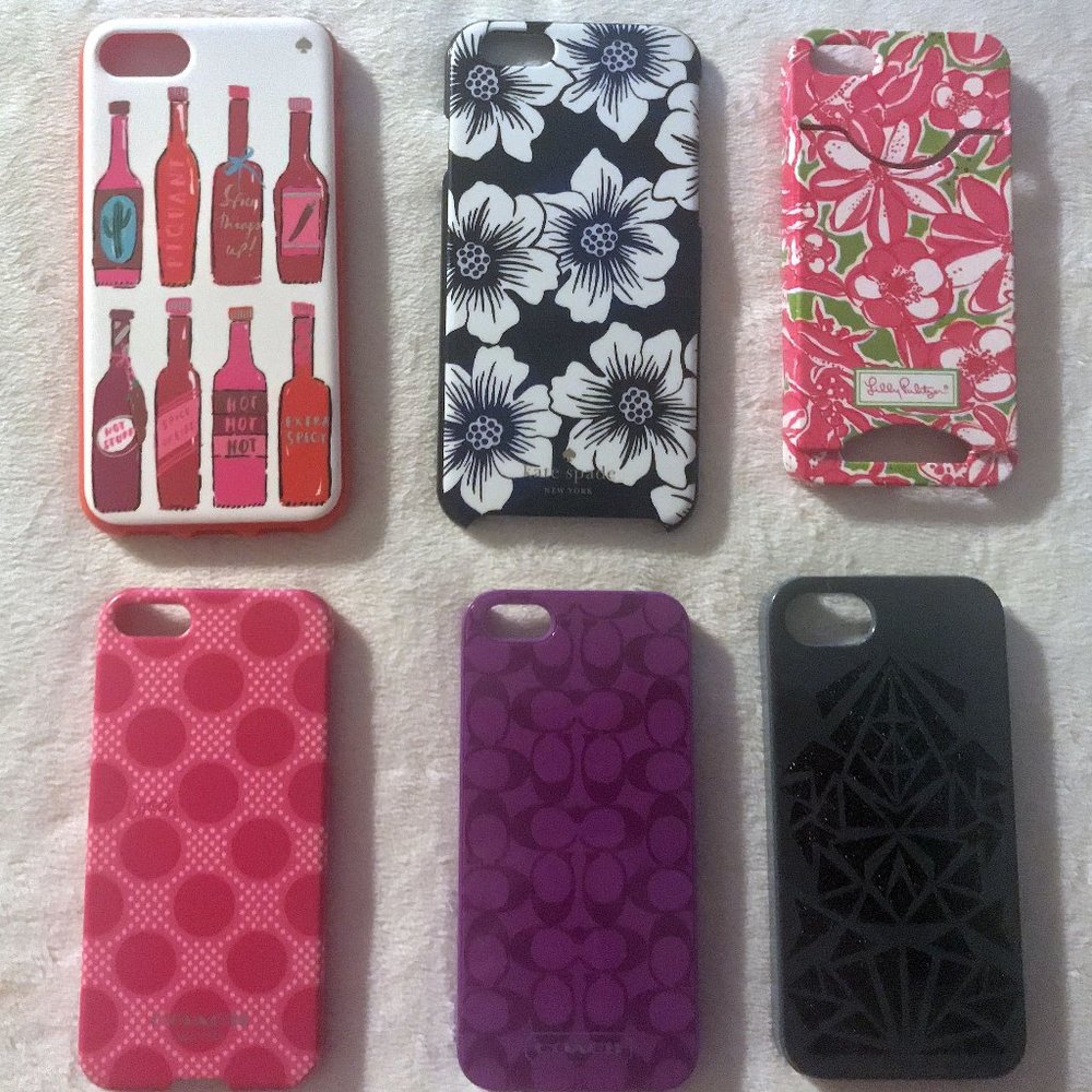 Lot of 6x iPhone 5 & 7 Cases - Coach,  Kate Spade